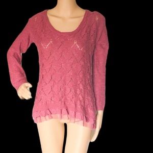 American Rag pink peplum chiffon sweater size XXS.